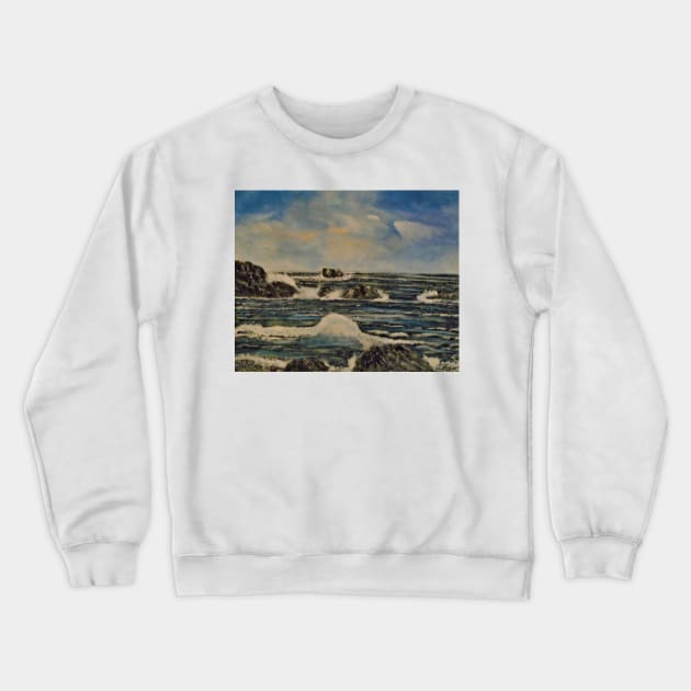 Rough Waters Crewneck Sweatshirt by Allison Prior Art